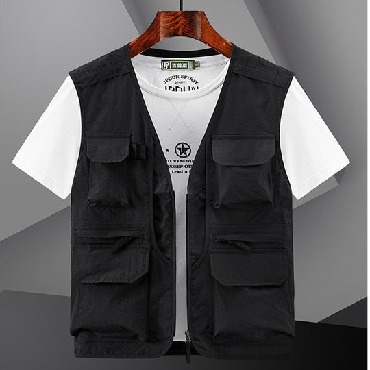 Herren Utility Outdoor-Weste mit Mehrfachtaschen und Frontreißverschluss EB