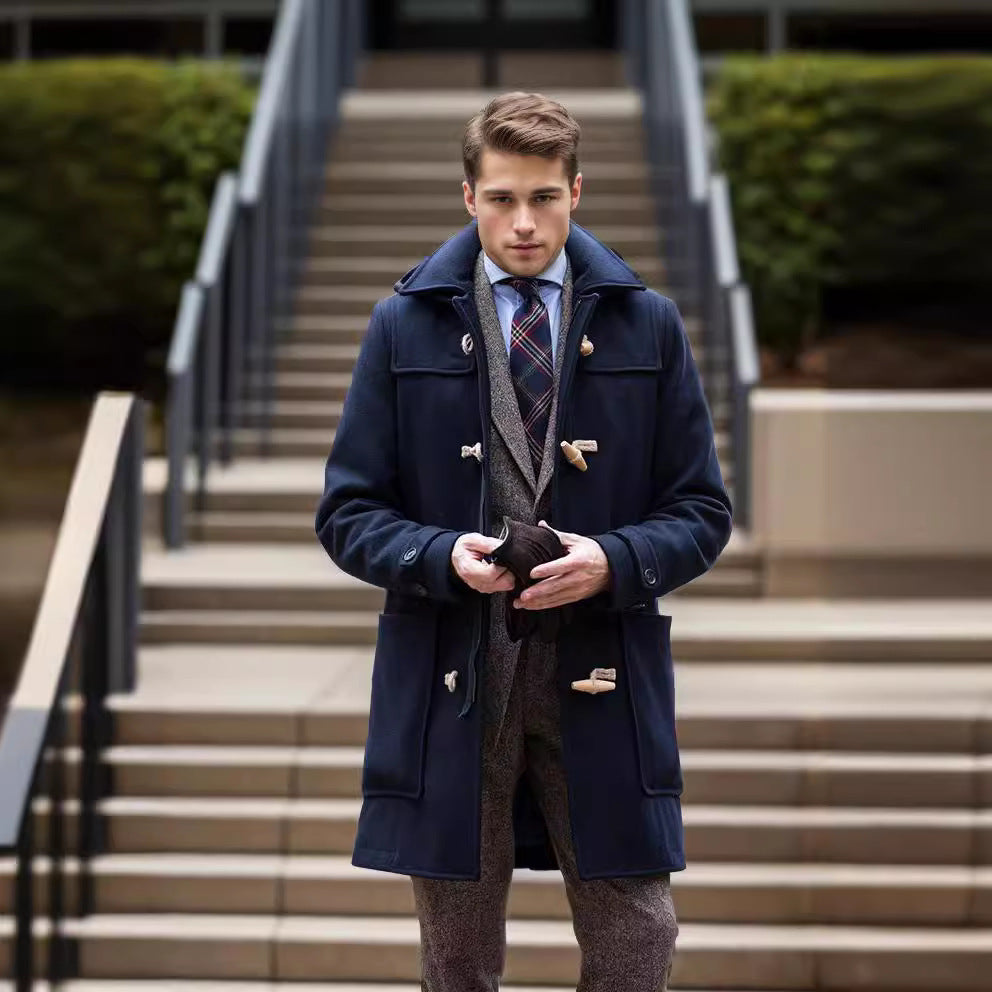 Herren Stilvoller Dufflecoat mit Knopfdetails EB