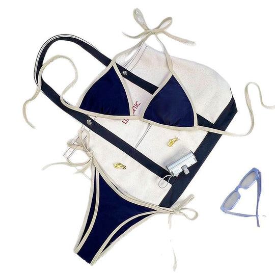 Damen Bikini mit modernem Schnitt und verspielten Bindebändern EB