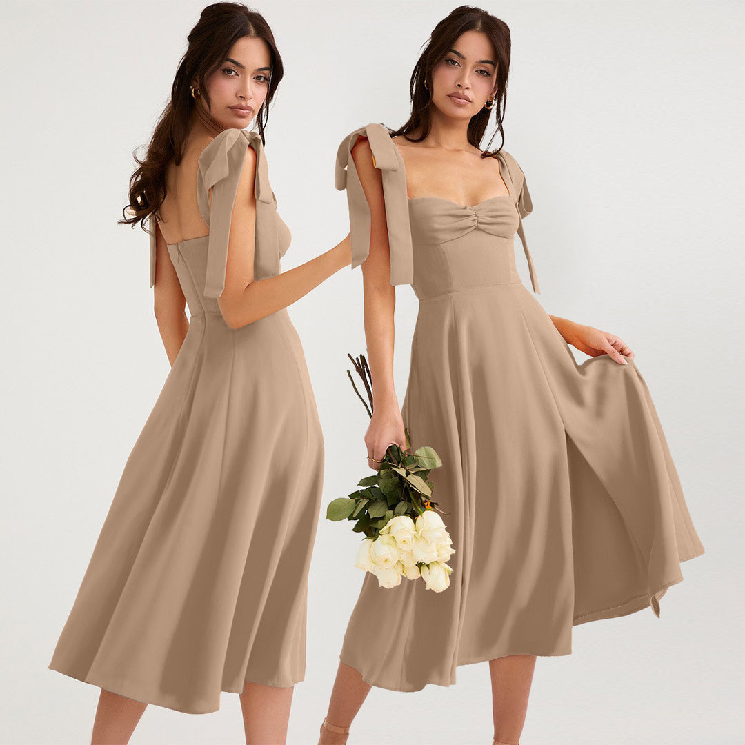 Damen Maxikleid mit verstellbaren Trägern und seitlichem Schlitz EB