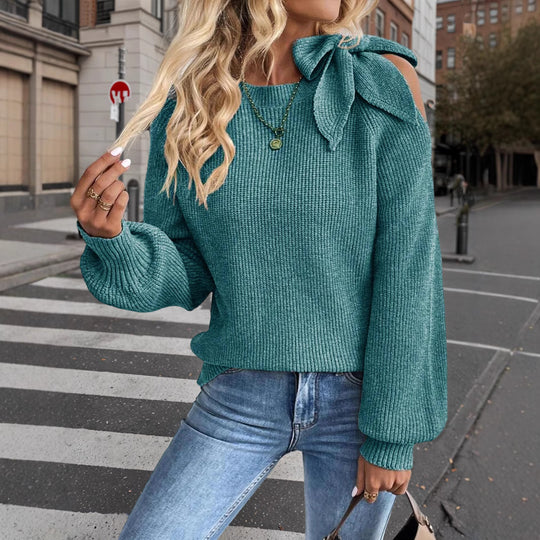 Damen lässiger Pullover mit besonderem Schulterdesign EB