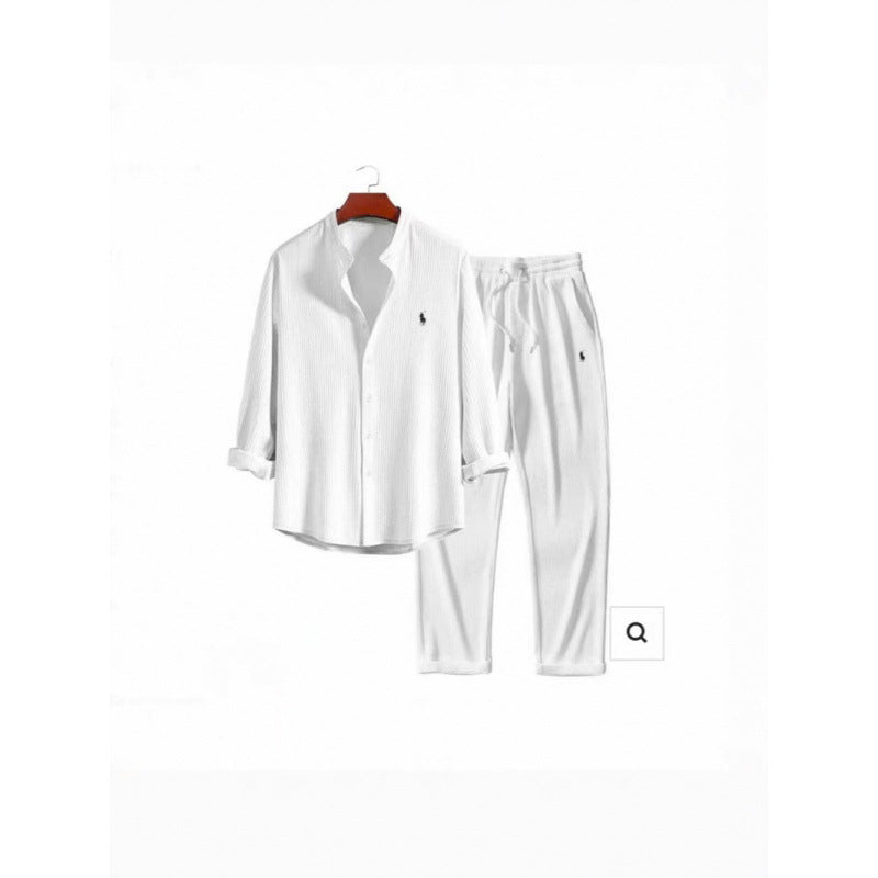 Damen Schlafanzugset mit elegantem Hemd und bequemen Hosen EB