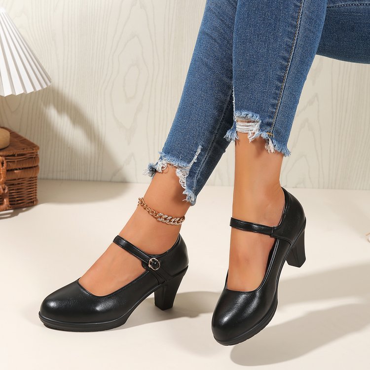 Damen Mary Jane Pumps mit elegantem Riemendesign und komfortablem Blockabsatz EB