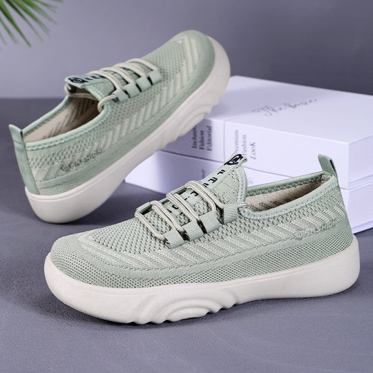 Damen Leichte Freizeit Sneakers mit elastischem Strickdesign und rutschfester Sohle EB