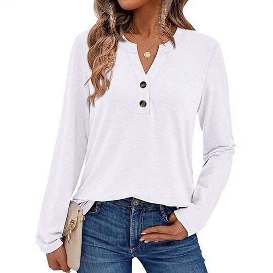 Damen Langarmshirt mit Knopfdetails EB