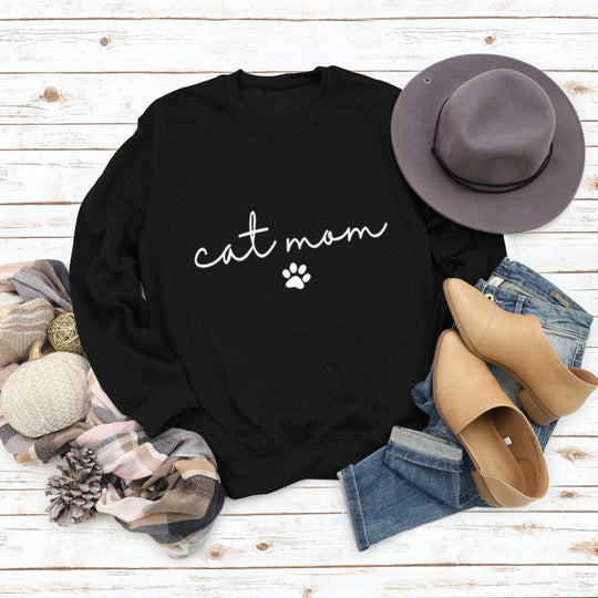 Damen Sweatshirt mit kreativem Katzenmama-Design EB