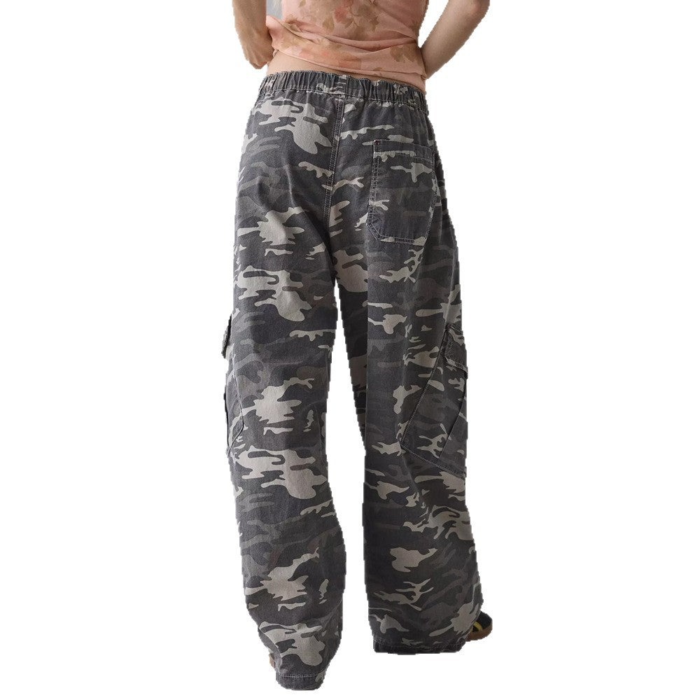 Damen nan weite Cargohose mit elastischem Bund und aufgesetzten Klappentaschen EB