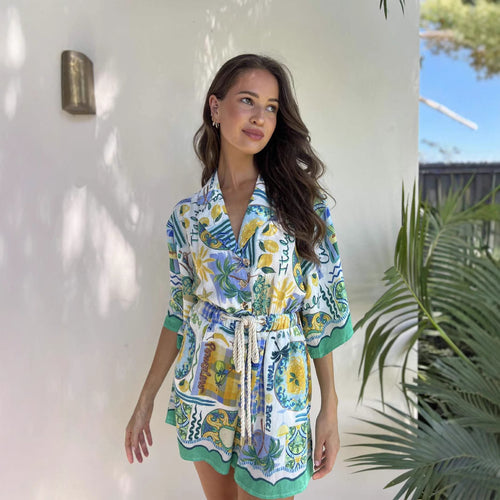 Damen Strandkleid mit buntem Muster EB