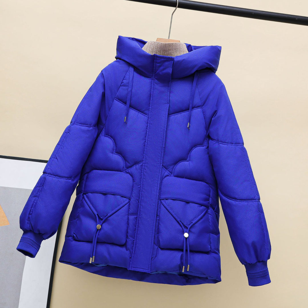 Damen gesteppte Winterjacke mit Kapuze und Herzdetails EB