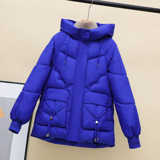 Damen gesteppte Winterjacke mit Kapuze und Herzdetails EB