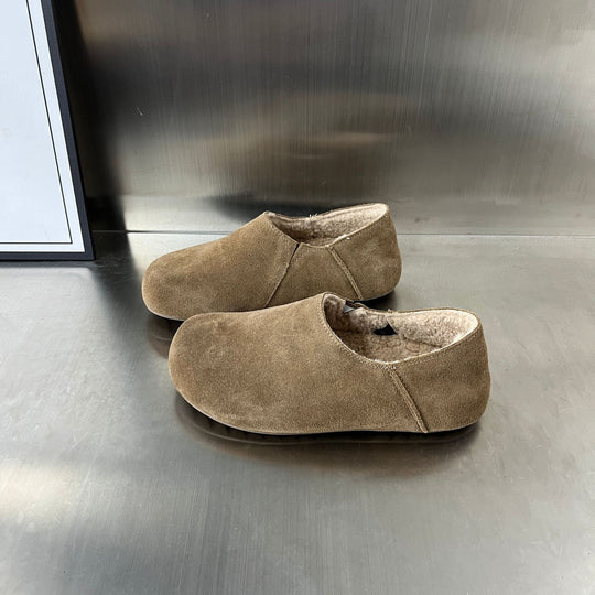 Damen Komfortable Hausschuhe aus weichem Wildleder mit kuscheligem Innenfutter EB