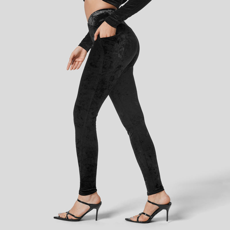 Damen Hochwertige Leggings mit luxuriösem Samtfinish EB