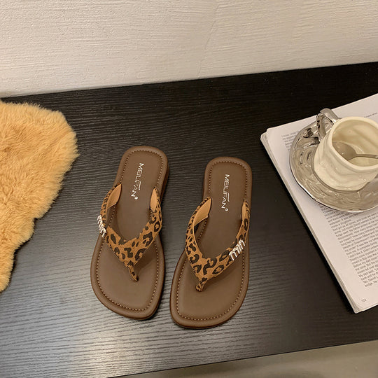 Damen Flip-Flops mit modischem Riemen und funkelndem Dekor EB