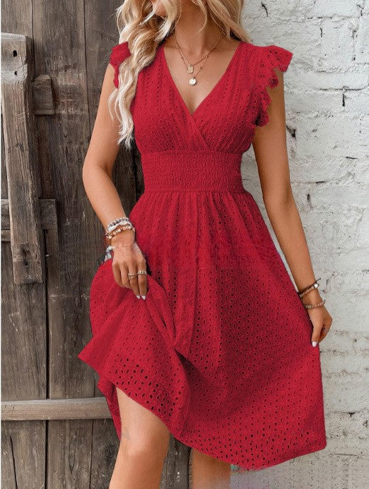 Damen Sommerkleid mit eleganten Spitzenärmeln EB
