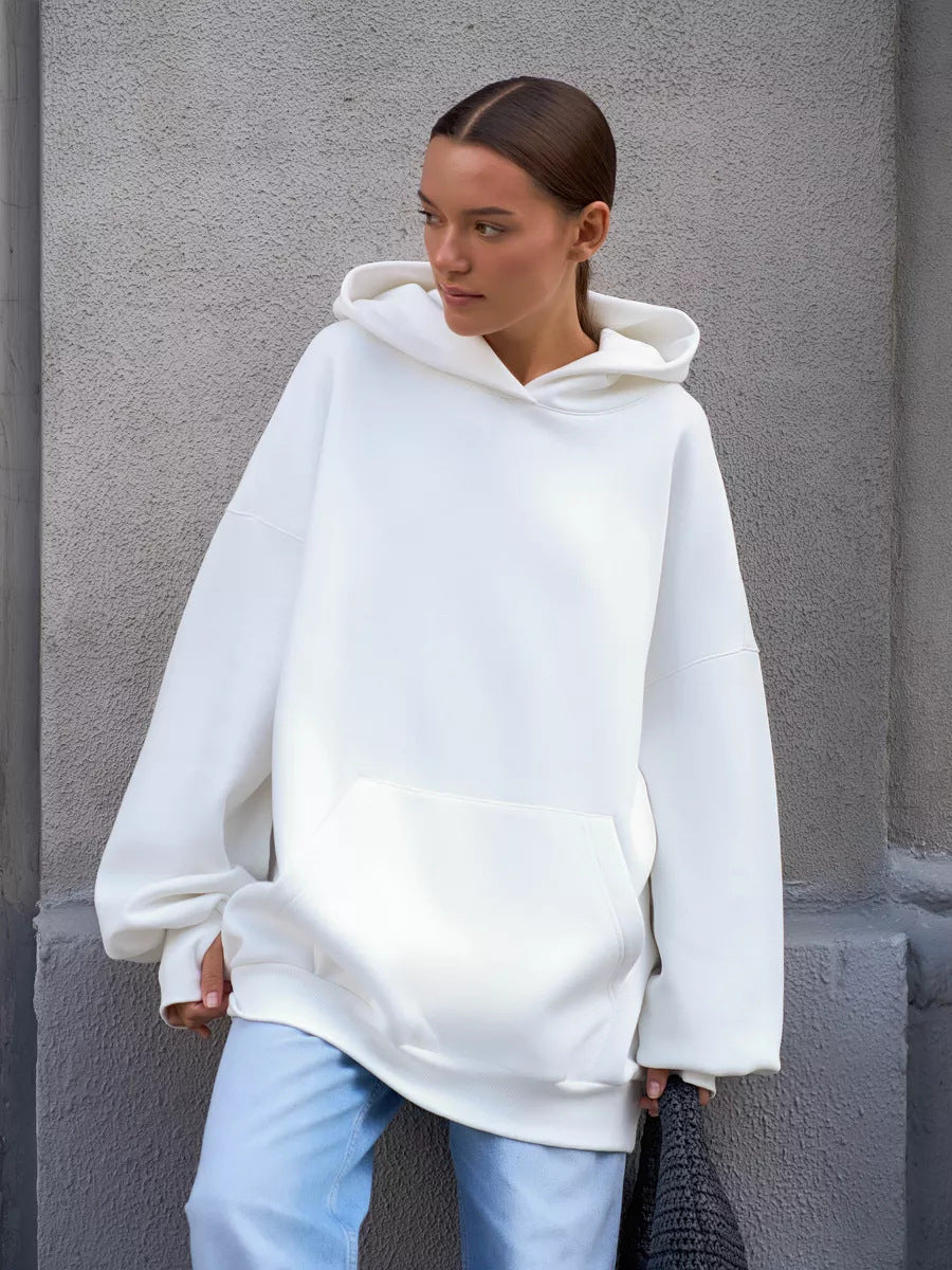 Damen Oversized Kapuzenpullover mit extra weitem Schnitt und Kängurutasche EB