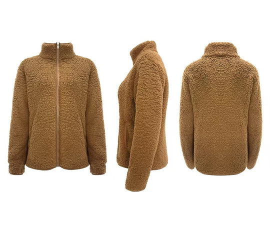 Damen Fleecejacke mit hohem Kragen und seitlichen Reißverschlusstaschen EB