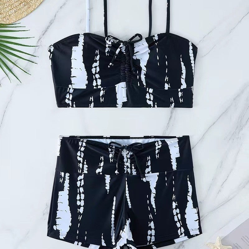 Damen Bikini mit floralem Rüschendesign und verstellbaren Trägern EB