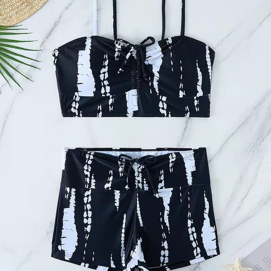 Damen Bikini mit floralem Rüschendesign und verstellbaren Trägern EB