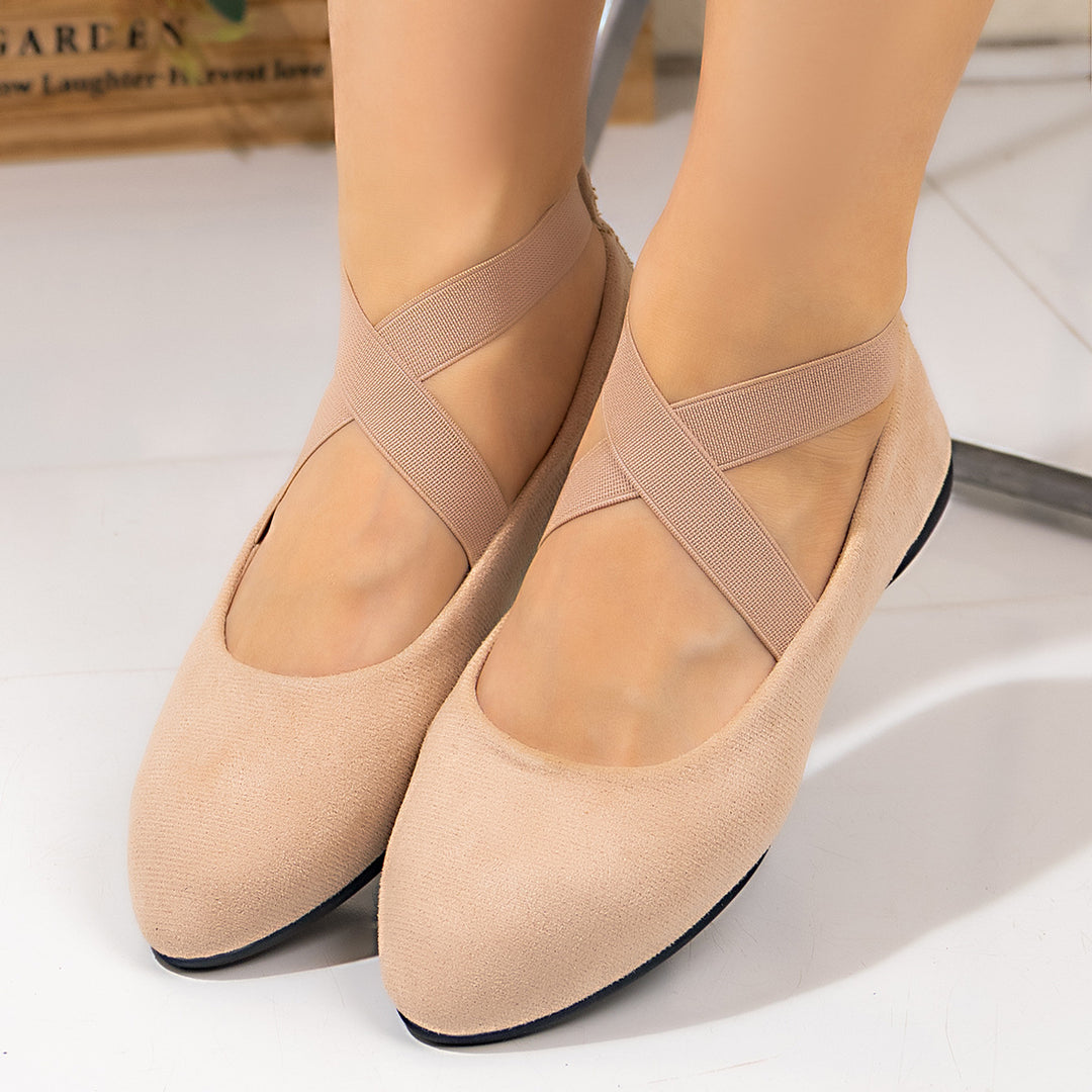 Damen Ballerinas mit elegantem Querriemen und komfortablem Fußbett EB