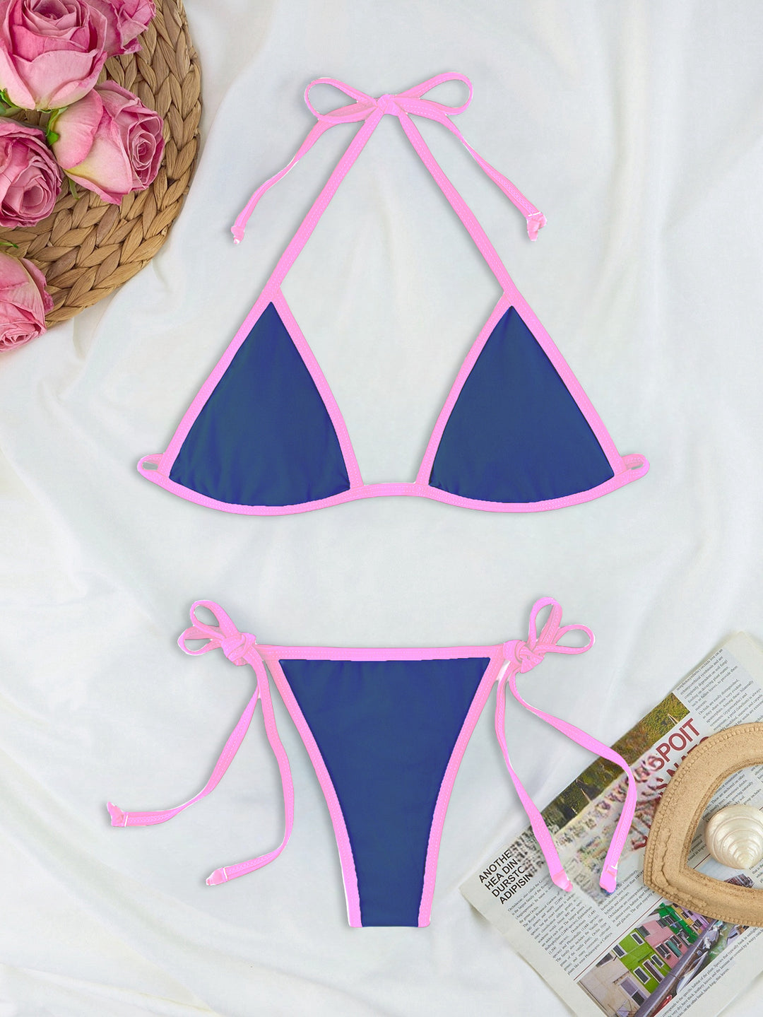 Damen Triangel-Bikini-Set mit individuell anpassbarem Kordelzug EB