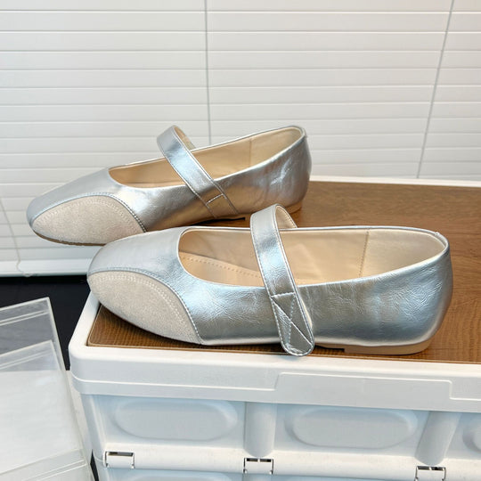 Damen Ballerinas mit modischem Riemenschluss aus hochwertigem Leder EB