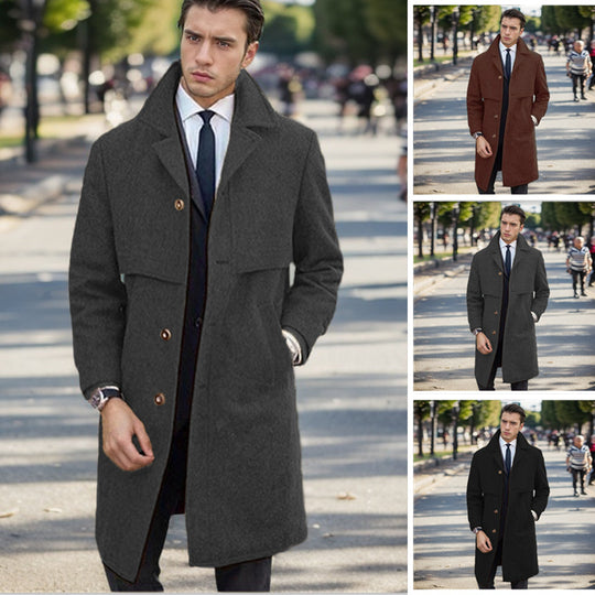 Herren urbaner Wollmantel mit asymmetrischem Schnitt EB