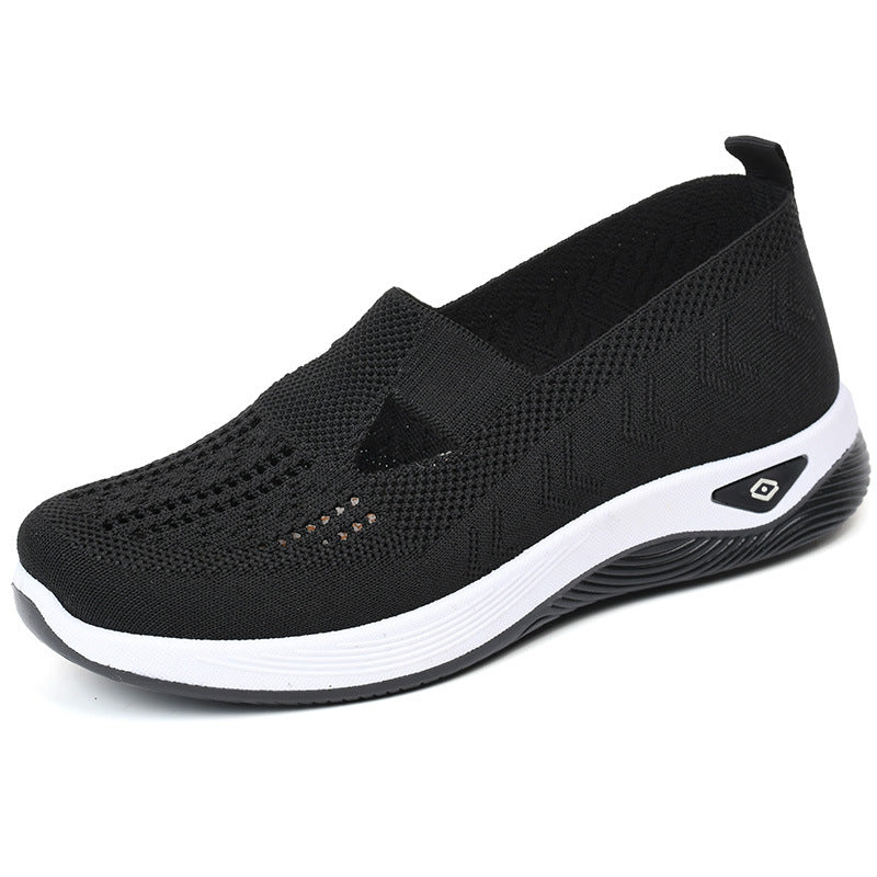 Damen Komfortable und luftige Slip-On Sneakers mit Strickoberfläche EB