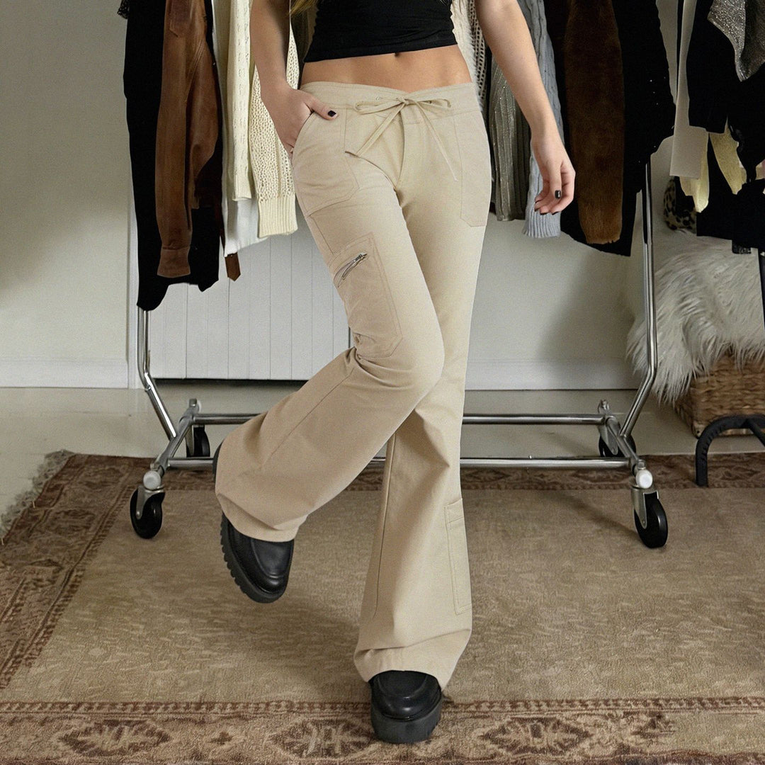 Damen bequeme Cargo-Hose mit elastischem Bund und praktischen Seitentaschen EB