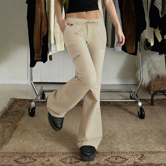 Damen bequeme Cargo-Hose mit elastischem Bund und praktischen Seitentaschen EB