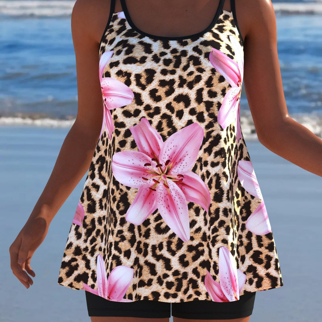 Damen Schwimmanzug mit modischem A-Linien-Schnitt und floralem Design EB