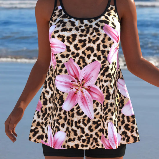 Damen Schwimmanzug mit modischem A-Linien-Schnitt und floralem Design EB
