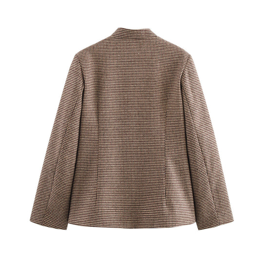 Damen Modische Jacke mit strukturierter Stoffoberfläche und praktischen Taschen EB