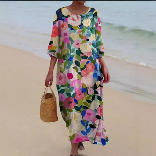 Damen Maxikleid mit floralem Design und lässigem Schnitt EB