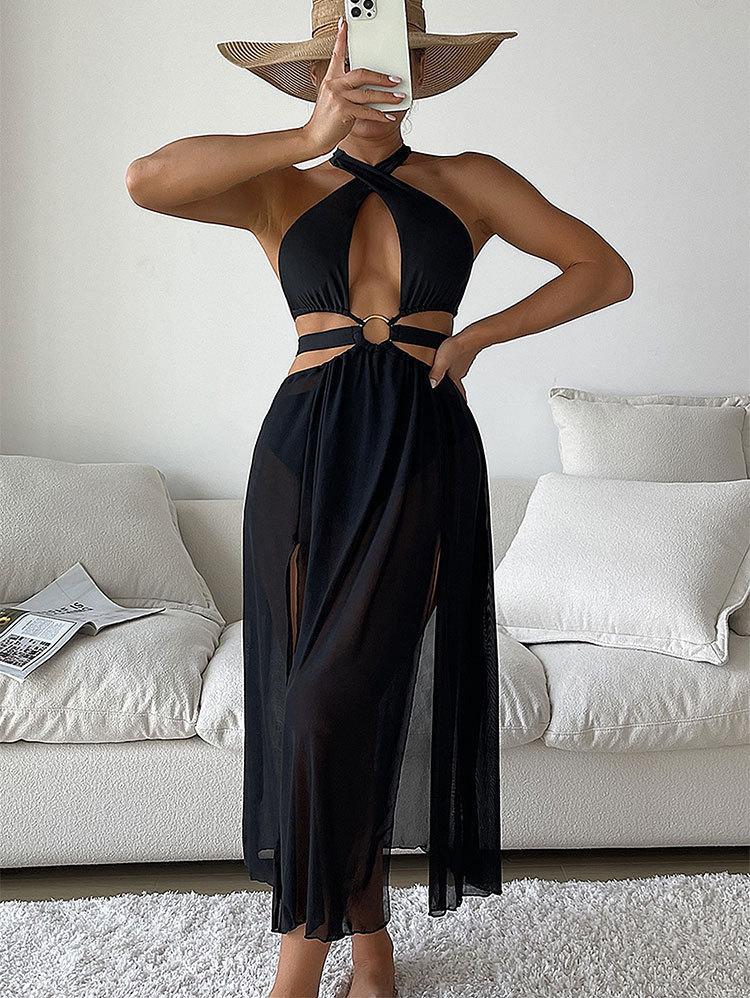 Damen Badeanzug mit modischem Cut-Out, hohem Schlitz und elegantem Ringdetail EB