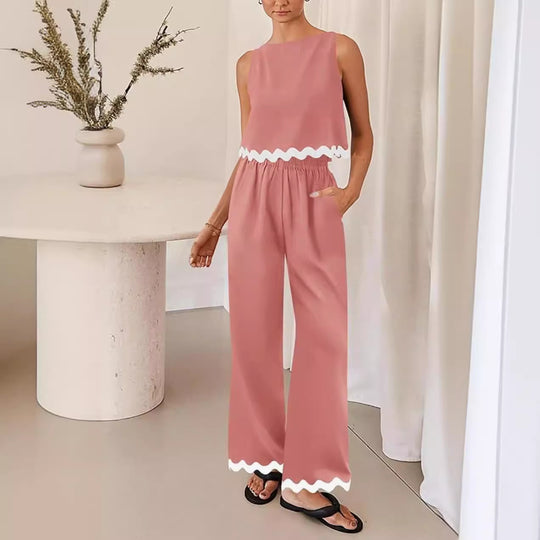Damen elegantes Lounge-Set mit weitem Schnitt und dekorativen Wellenabschlüssen EB
