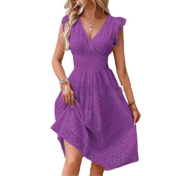 Damen Wickelkleid mit ausgefallenen Rüschendetails EB