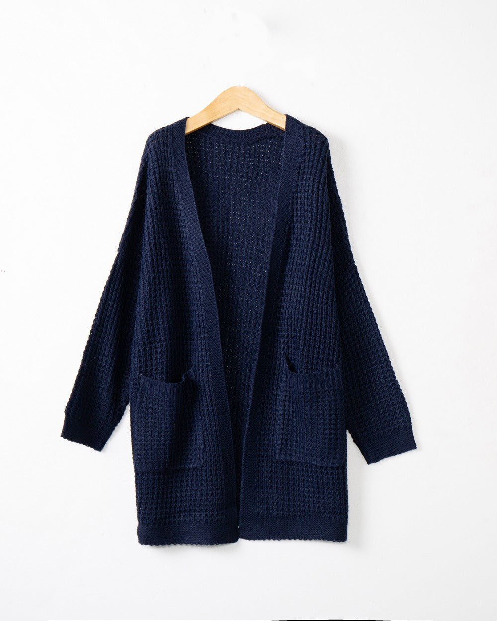 Damen lässiger Strickcardigan mit Taschen und offenem Schnitt EB
