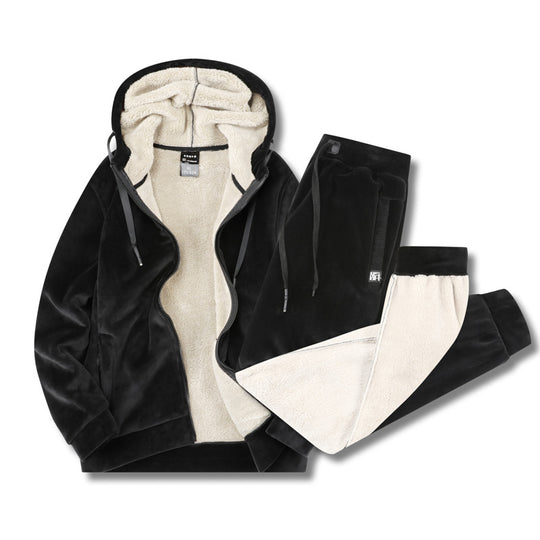 Herren Fleece-Freizeitanzug mit Kapuzenjacke und Thermo-Jogginghose EB