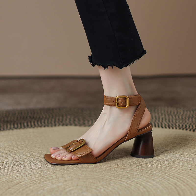 Damen elegante Riemensandalen mit modischem Schnallen-Detail EB