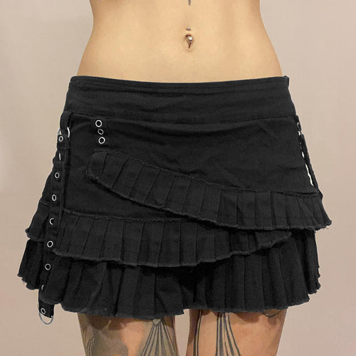Damen Rüschenrock im lässigen schwarzen Design mit asymmetrischem Schnitt EB