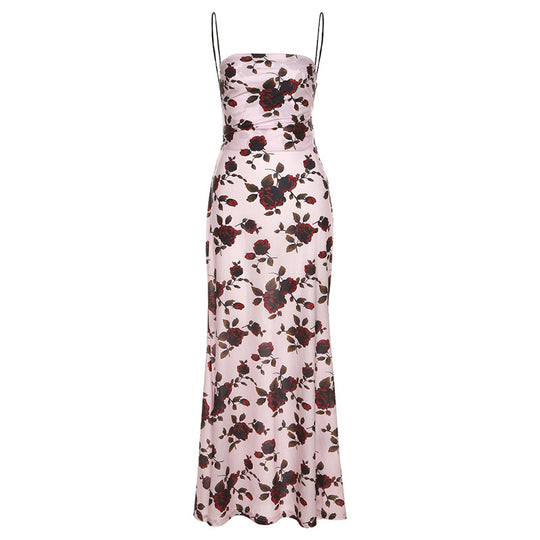 Damen Elegantes Maxikleid mit floralem Print und Spaghettiträgern EB
