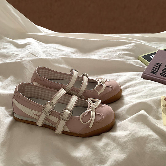 Damen Ballerinas mit modischen Riemchen und dekorativem Schleifen-Design EB