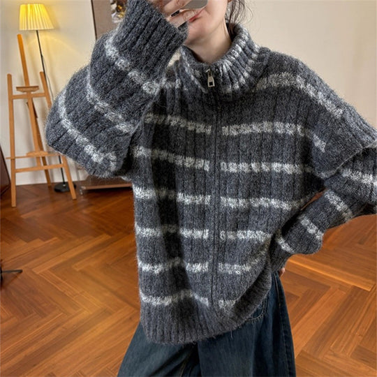 Damen Strickpullover mit hohem Kragen EB