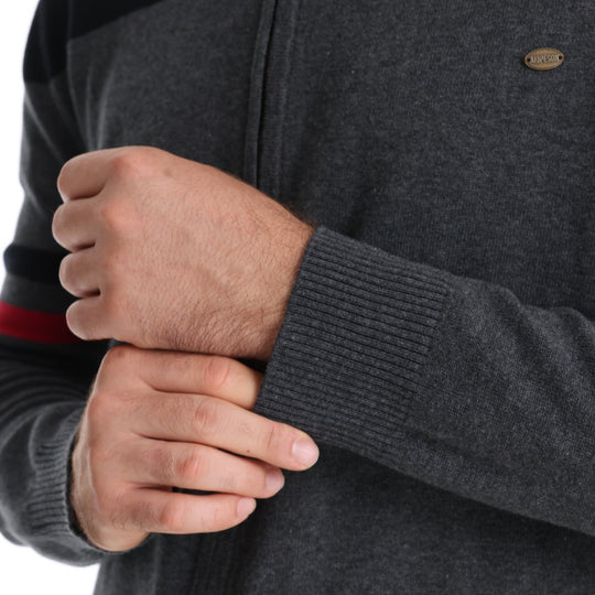 Herren sportliche Strickjacke mit hohem Kragen und Reißverschluss EB