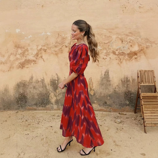 Damen Sommerkleid mit buntem Stickdesign und lockerem Schnitt EB