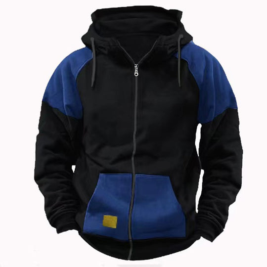 Herren sportliche Kapuzenjacke mit modischen Kontrastdetails EB