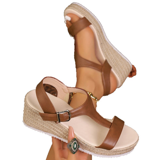 Damen Wedge-Sandalen mit luftiger Sohle und verstellbarem Riemen EB