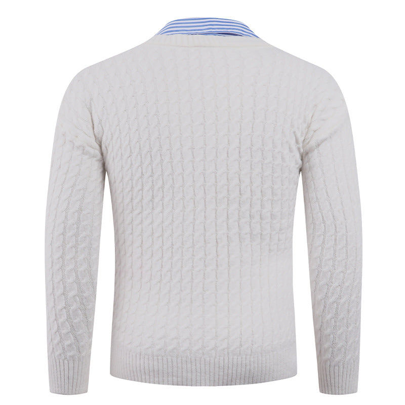 Herren Strickpullover mit Zopfmuster und V-Ausschnitt EB