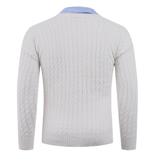 Herren Strickpullover mit Zopfmuster und V-Ausschnitt EB