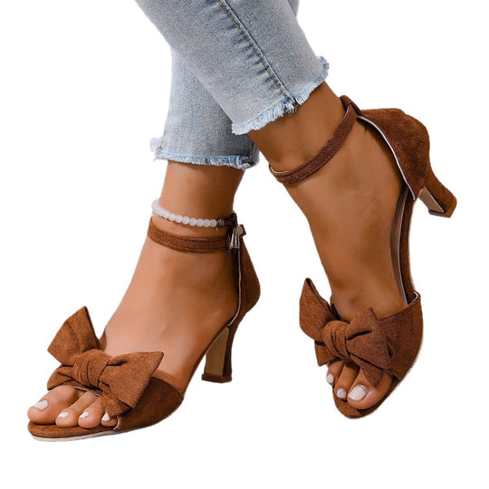 Damen elegante High Heel Sandalen mit modischer Schleifen-Applikation EB